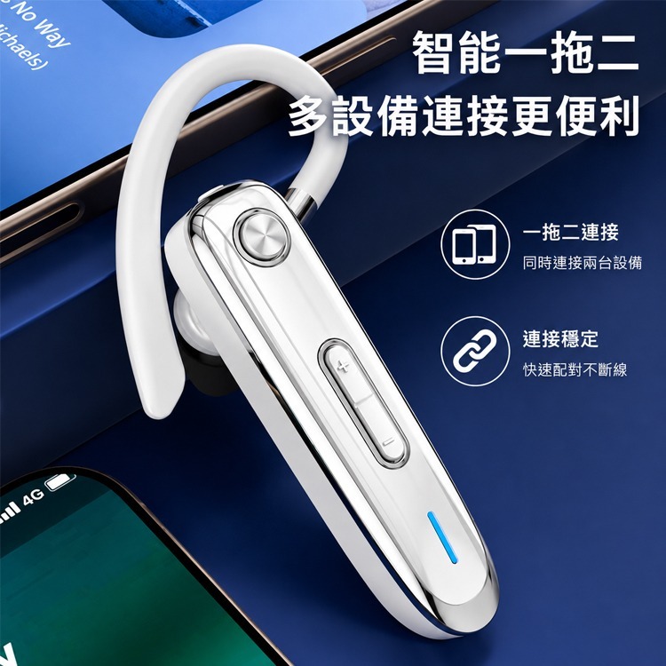 K3 Headset Bluetooth 藍芽 耳機 高通藍牙耳機 商務藍芽耳機 高續航 通話 聽歌 耳掛 無線藍芽耳機-細節圖4