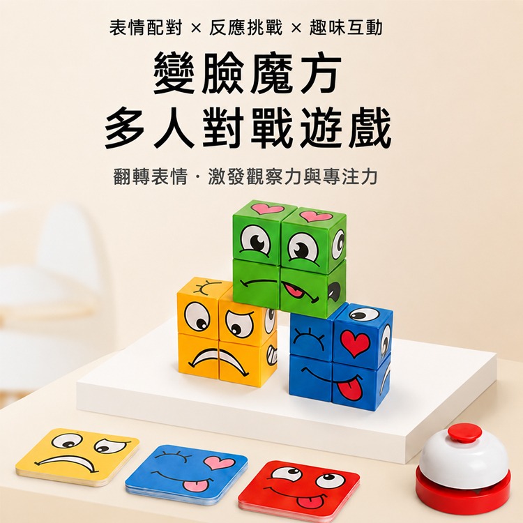 變臉方塊 表情配對 反應訓練 趣味桌遊 兒童 玩具 親子 互動 遊戲 幼兒 桌遊 派對遊戲 交換禮物 聖誕禮物 益智玩具-細節圖2