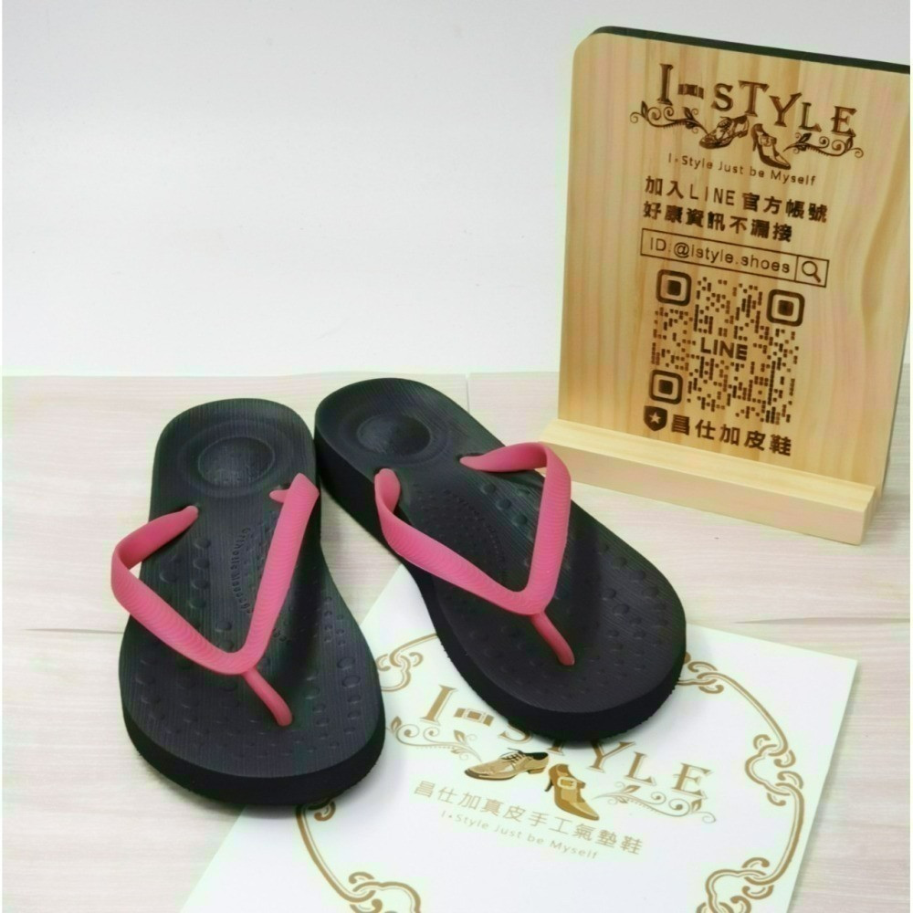 ♀️女：厚底足弓人字夾腳拖(黑/桃)-細節圖2