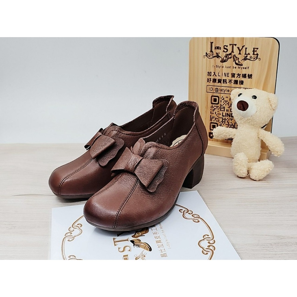 ♀️女：復古風大蝴蝶結粗跟踝靴/跟鞋（黑/咖）-細節圖4