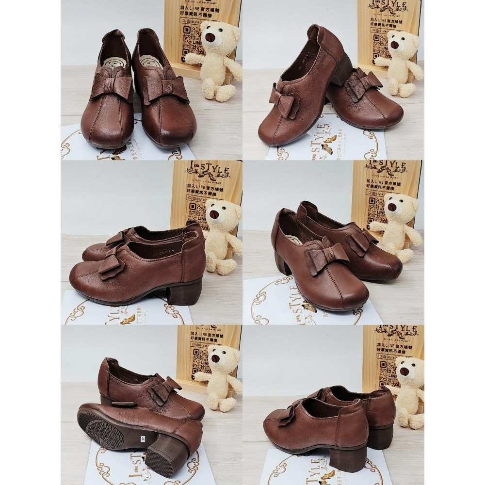 ♀️女：復古風大蝴蝶結粗跟踝靴/跟鞋（黑/咖）-細節圖5