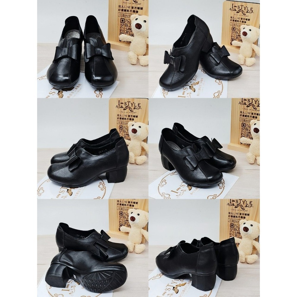 ♀️女：復古風大蝴蝶結粗跟踝靴/跟鞋（黑/咖）-細節圖7