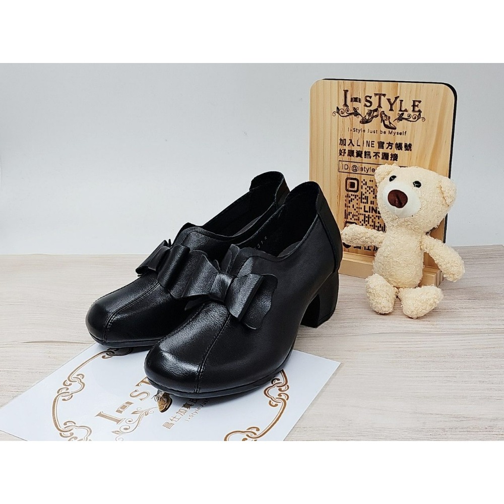 ♀️女：復古風大蝴蝶結粗跟踝靴/跟鞋（黑/咖）-細節圖8