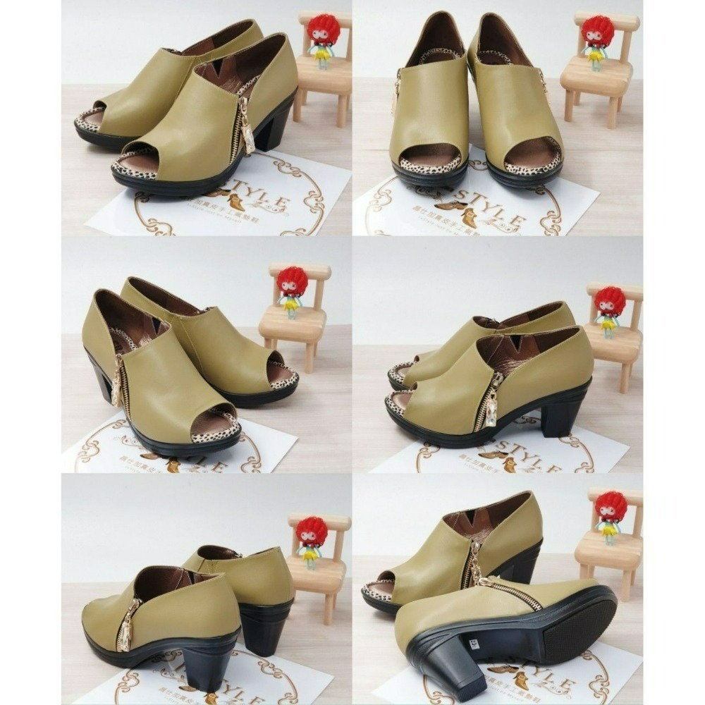 ♀女：MIT手工-小羊皮斜口挑高魚口鞋（黑/芥末黃）-細節圖5