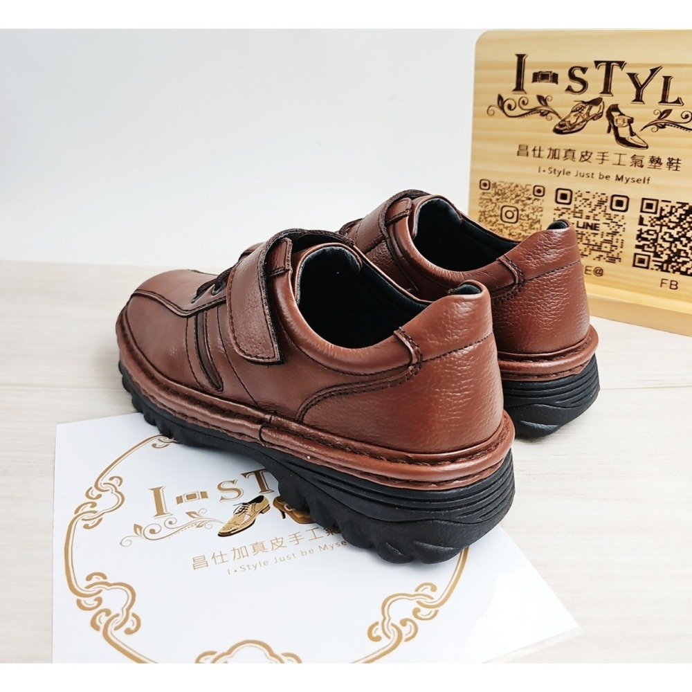 ♂️男：舒楦厚底牛皮氣墊紳士商旅鞋(咖)-細節圖5