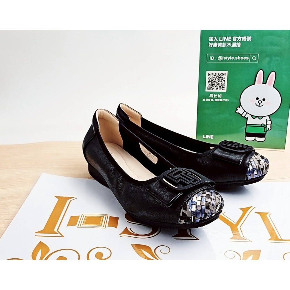 📣 敲碗！好評加碼黑色來囉！🔥🔥 ♀️女：蝴蝶結圓釦皮革編織淑女鞋(黑色)  👑尺寸：36-40(整碼) 👑顏-細節圖3