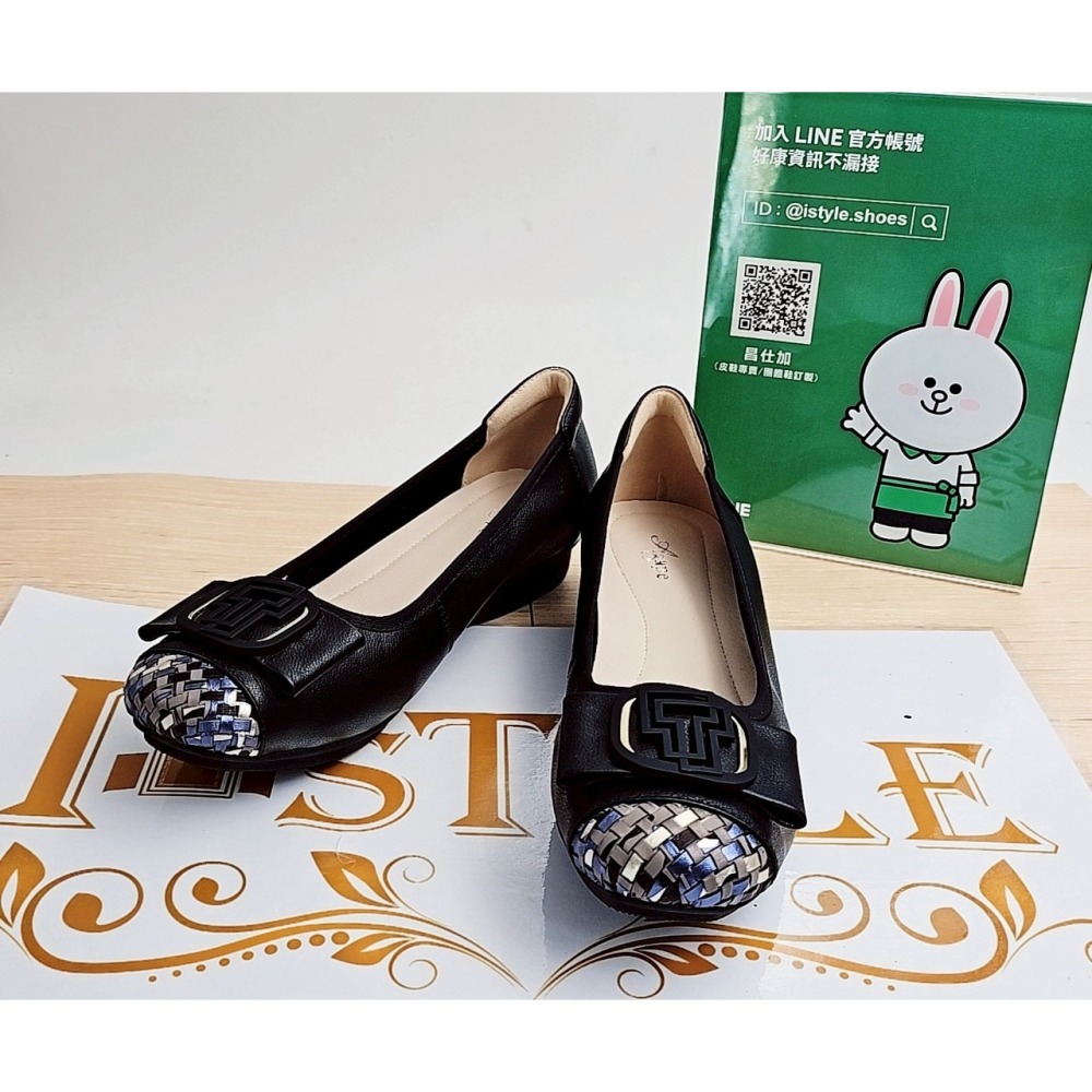 📣 敲碗！好評加碼黑色來囉！🔥🔥 ♀️女：蝴蝶結圓釦皮革編織淑女鞋(黑色)  👑尺寸：36-40(整碼) 👑顏-細節圖6