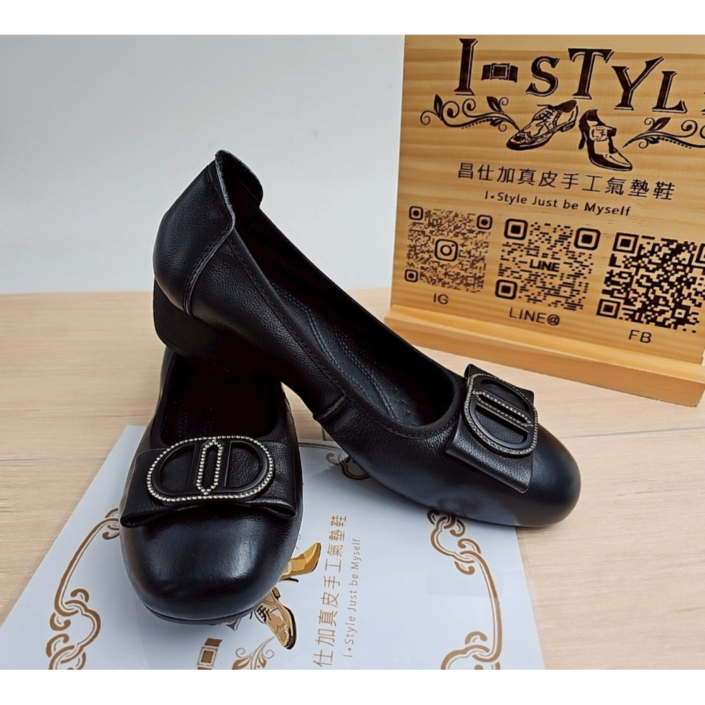 ♀️女：雙D鑽極軟極輕可凹折粗跟鞋(黑)-細節圖4