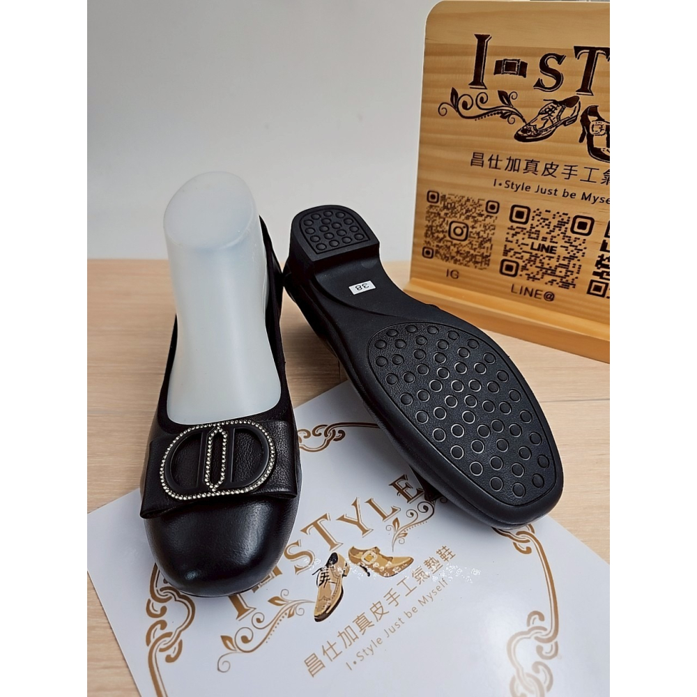 ♀️女：雙D鑽極軟極輕可凹折粗跟鞋(黑)-細節圖7