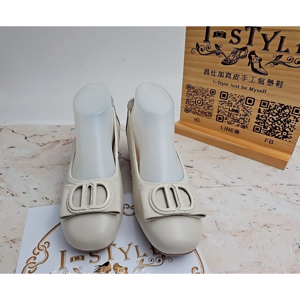 ♀️女：行走幸福感-雙D水鑽蝴蝶結粗跟淑女鞋(杏/黑)-細節圖4