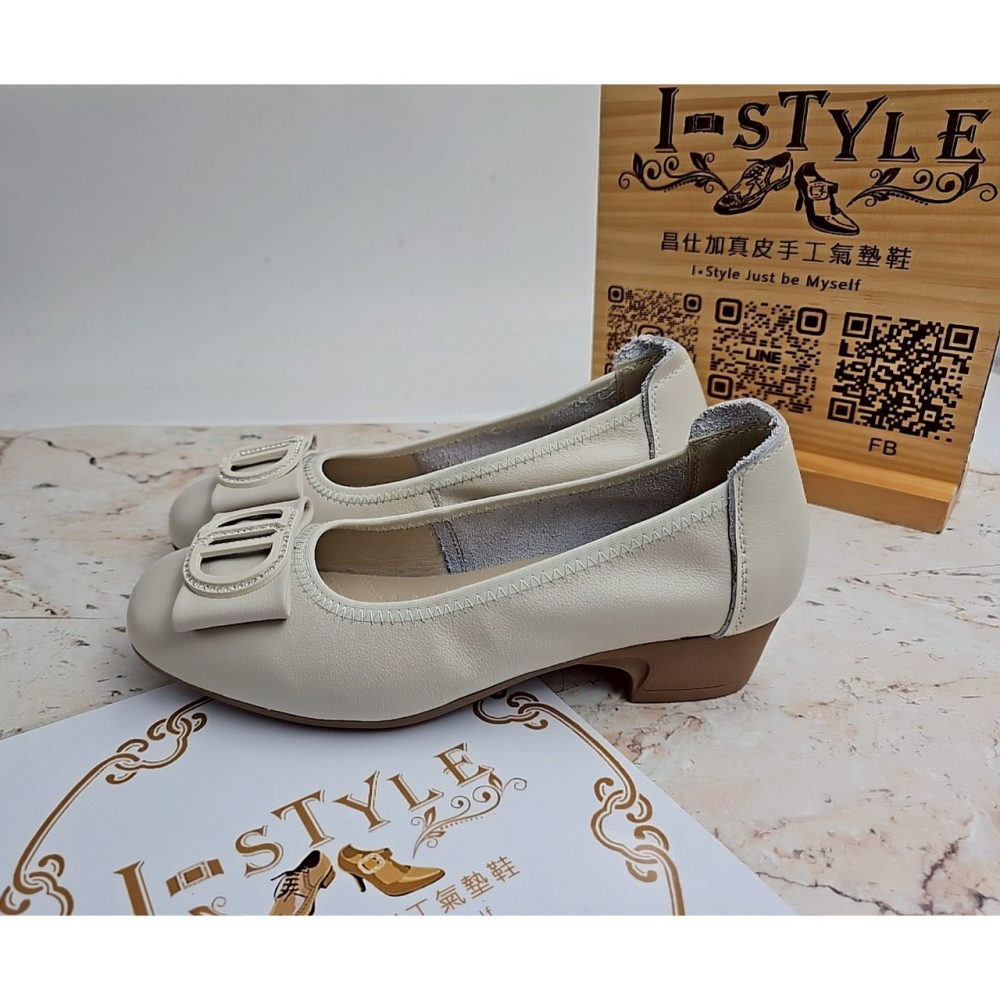 ♀️女：行走幸福感-雙D水鑽蝴蝶結粗跟淑女鞋(杏/黑)-細節圖6