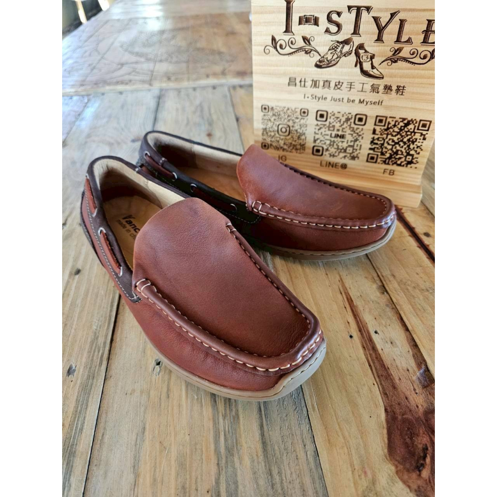 ♂️男：自在行走真皮手工氣墊休閒鞋(棕)-細節圖4