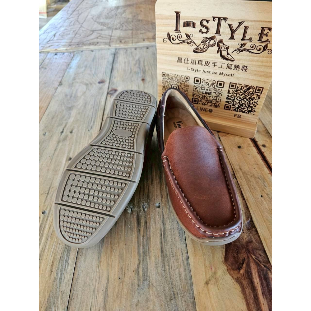 ♂️男：自在行走真皮手工氣墊休閒鞋(棕)-細節圖7