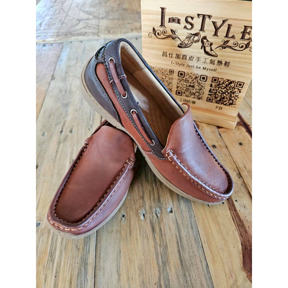 ♂️男：自在行走真皮手工氣墊休閒鞋(棕)-規格圖9