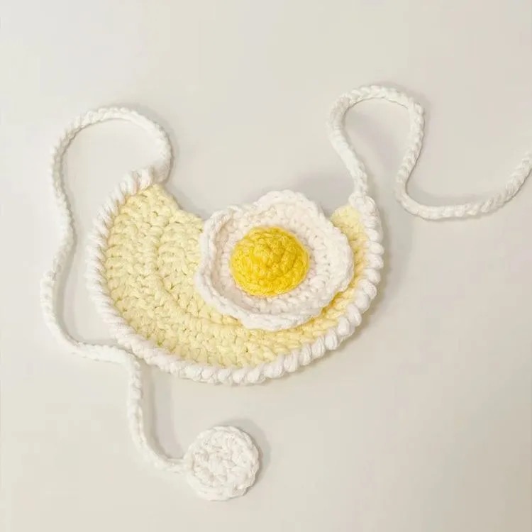 手工編織寵物項圈毛線鈎針萌寵圍脖小人偶寶寶幼兒收口水巾diy材料包圍兜-規格圖1