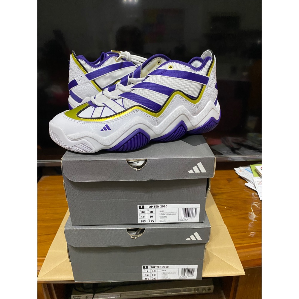 台灣公司貨 adidas 籃球鞋 Top Ten 2010 白 紫金 湖人隊 Lakers Kobe 男鞋 HQ4624-細節圖2