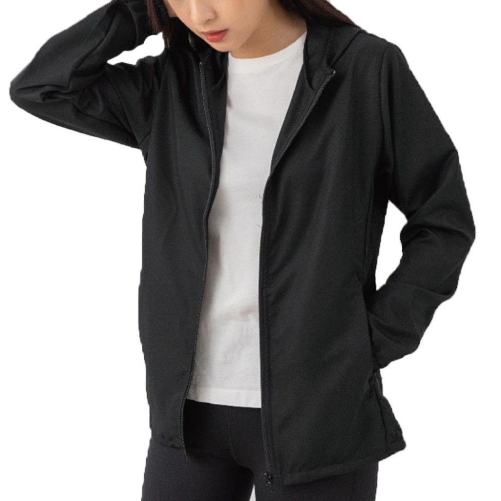 【現貨】台灣製 DR.WOW 防潑水防風防曬外套 連帽風衣 薄外套 機車外套-女款 加大款 拉鍊口袋-細節圖2