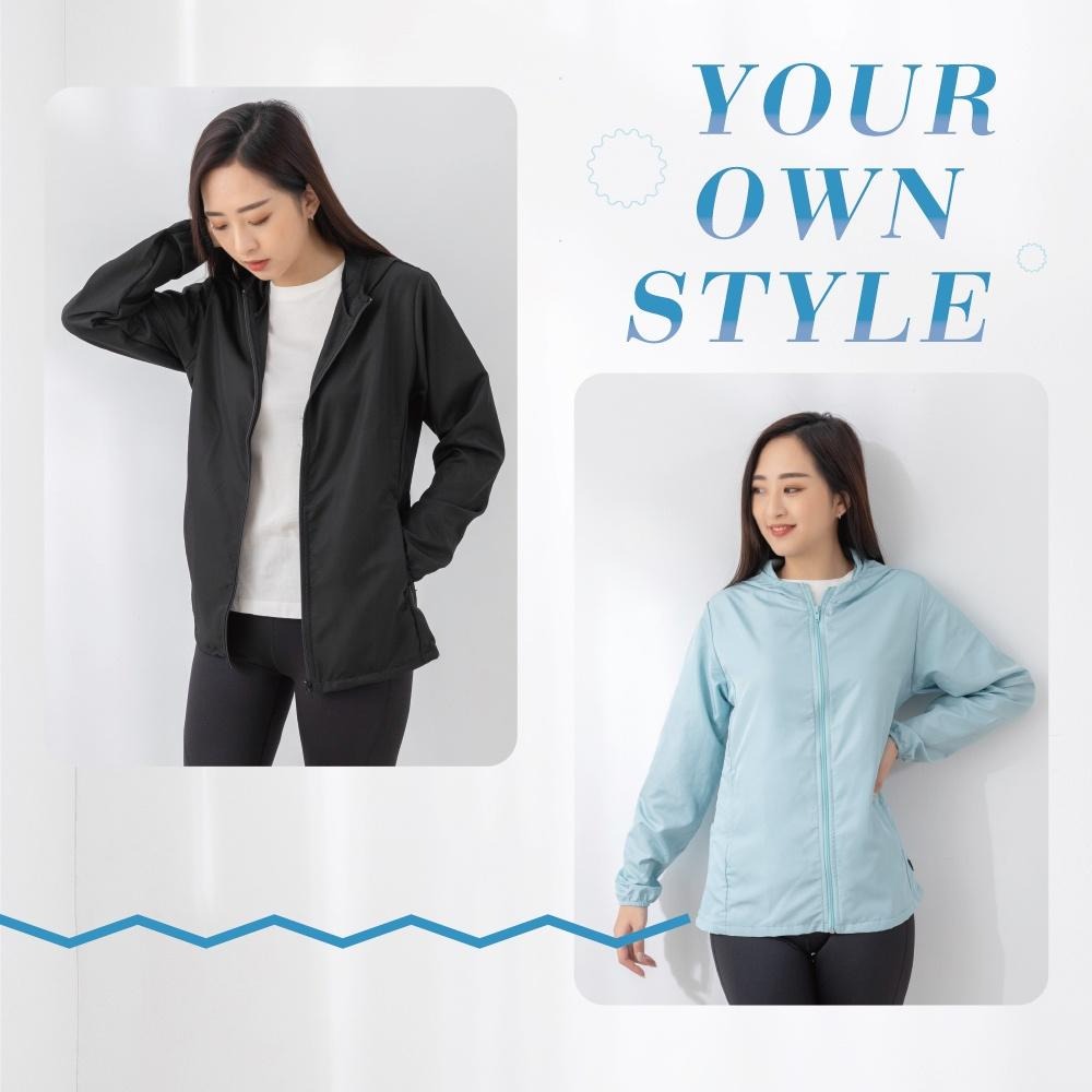 【現貨】台灣製 DR.WOW 防潑水防風防曬外套 連帽風衣 薄外套 機車外套-女款 加大款 拉鍊口袋-細節圖7