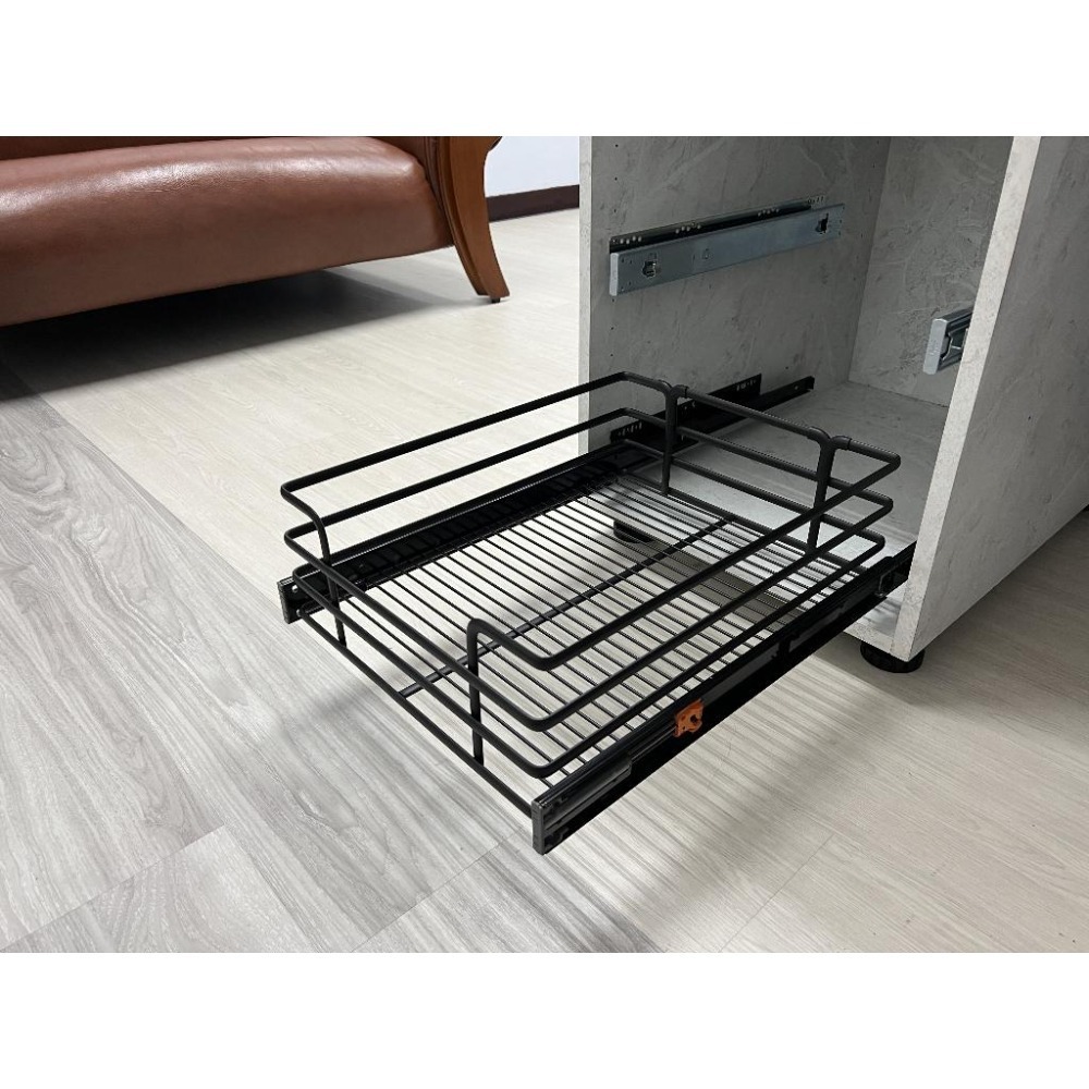 【五金殿】工業風 全規格尺寸 黑色 德式拉籃 歐式拉籃 四方籃 衣櫥 拉籃 衣籃 緩衝滑軌-細節圖4