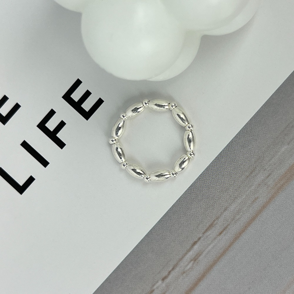 ||董飾 純銀飾品|| 925純銀-(彈力繩戒指)小橄欖 純銀戒指-細節圖2