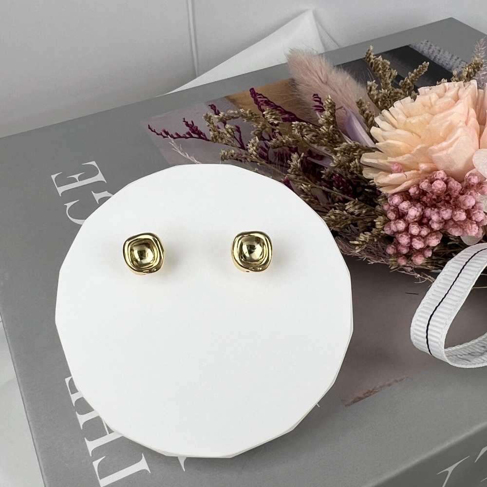 ||董飾 純銀飾品|| 925純銀-小眾 復古 不規則 方塊 純銀耳環-細節圖3