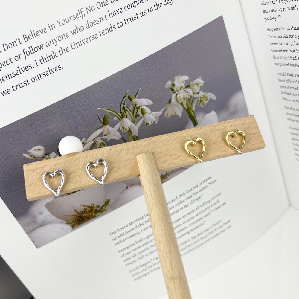 ||董飾 純銀飾品|| 925純銀-小眾 復古 簍空愛心 純銀耳環-細節圖2