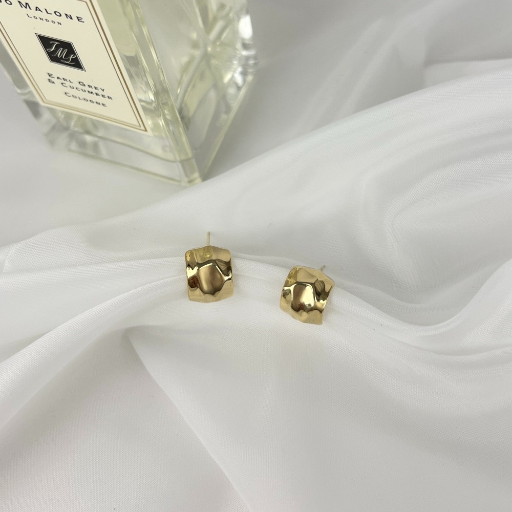 ||董飾 純銀飾品|| 925純銀-C型不規則寬面 純銀耳環-細節圖2