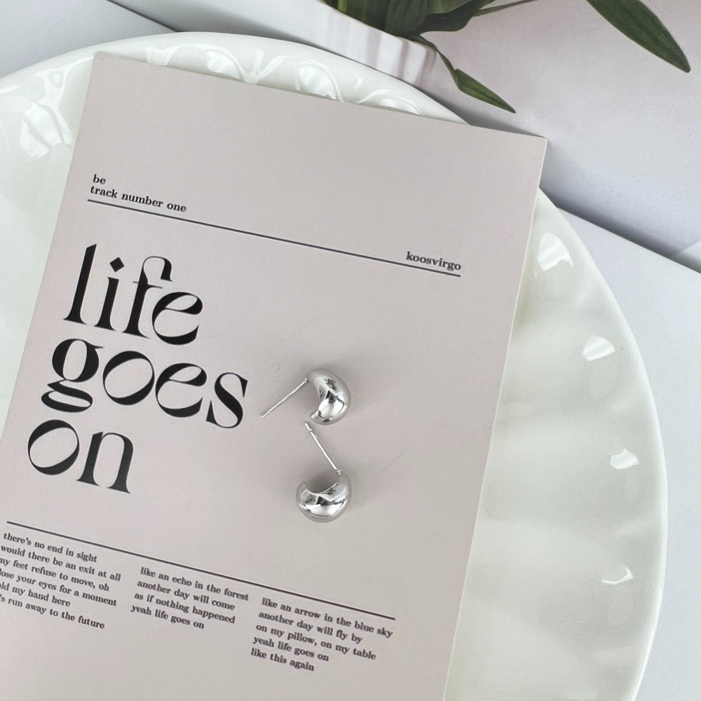 ||董飾 純銀飾品|| 925純銀-C型 亮面 小豆豆 月亮 蛋形 純銀耳環-細節圖2