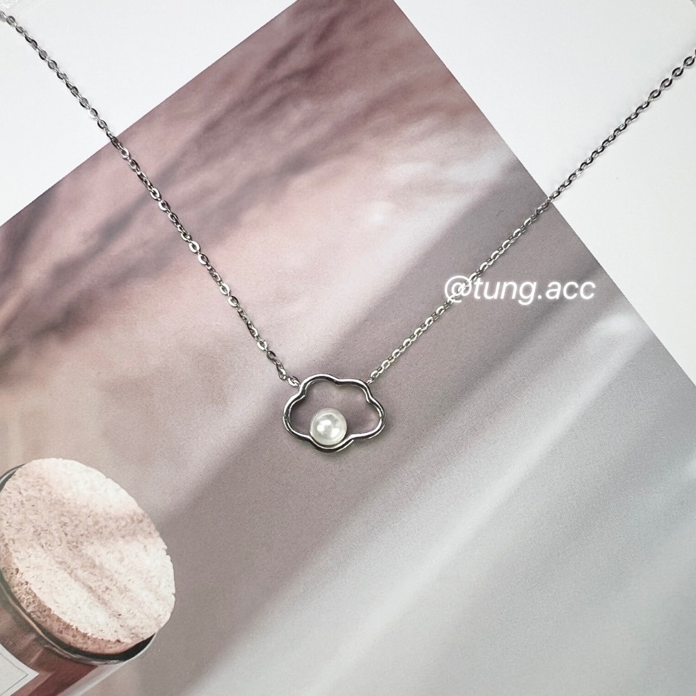 ||董飾 純銀飾品|| 925純銀-珍珠雲朵項鍊-細節圖2