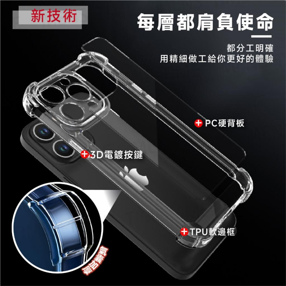 【台灣現貨⚜️四角強化透明防摔殼】適用iPhone 15 14 13 12 Pro Max 防摔手機殼 加厚手機殼-細節圖2