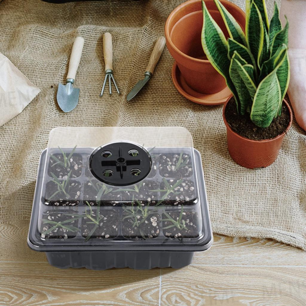 【台灣現貨⚜️有生長燈的育苗盆！】育苗盆 植物燈 植物生長燈 育苗盤 led植物燈 育苗盒 12孔 仿太陽光譜 花盆-細節圖9