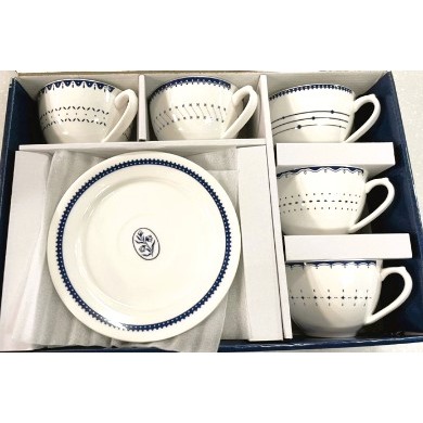 湛藍咖啡杯盤組 五入 花色略有不同-細節圖2