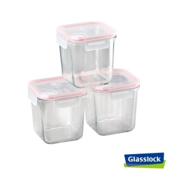 Glasslock 玻璃保鮮罐 三入組 SP-2405 強化玻璃透氣上蓋 保鮮盒