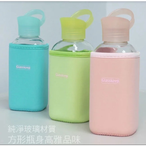 Glasskeep 方形玻璃隨手瓶 500cc SP-2212【粉紅色】【藍色】【綠色】-細節圖2
