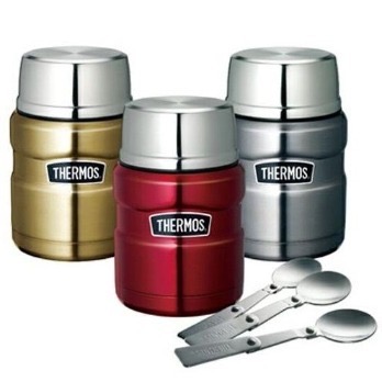 THERMOS 膳魔師 470ML 不銹鋼真空保溫燜燒罐 CW-SP1502 【紅色】【金色】【不鏽鋼色】