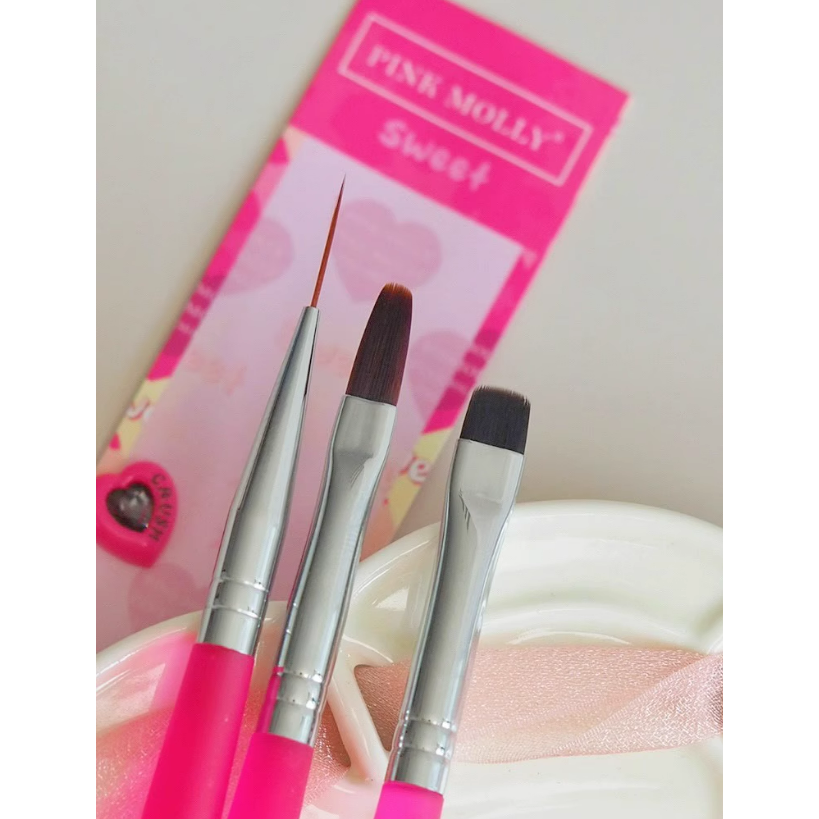 pinkmolly -  美甲專用美甲筆/建構筆加長拉線筆/新火龍果色筆桿-細節圖3