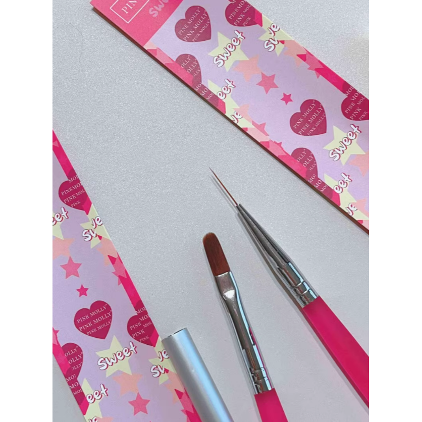 pinkmolly -  美甲專用美甲筆/建構筆加長拉線筆/新火龍果色筆桿-細節圖5