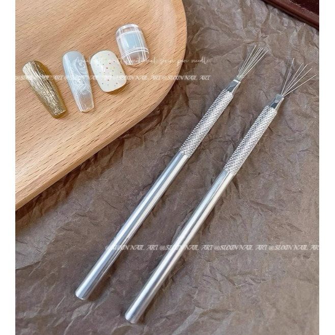 美甲工具/七針筆/拉絲工具/多頭可彎曲不鏽鋼手柄-細節圖5