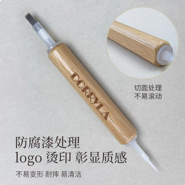 * DORRYLA多莉 * 升級款雙頭實木杆毛刷/平毛刷/尖毛刷/可重複使用-細節圖2