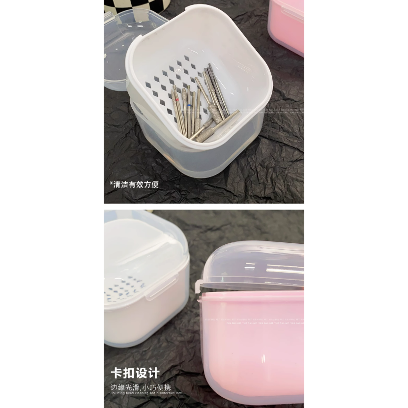 美甲打磨頭清潔盒/美甲專用整理浸泡消毒杯/清洗工具雙層過濾網-細節圖3