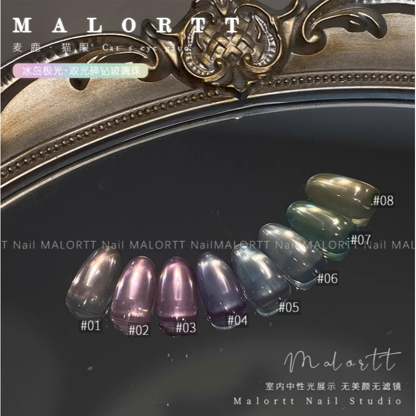 * 麥鹿 * 冰島極光系列 / 碎鑽玻璃珠貓眼甲油膠12ml / 雙光貓眼膠-細節圖6