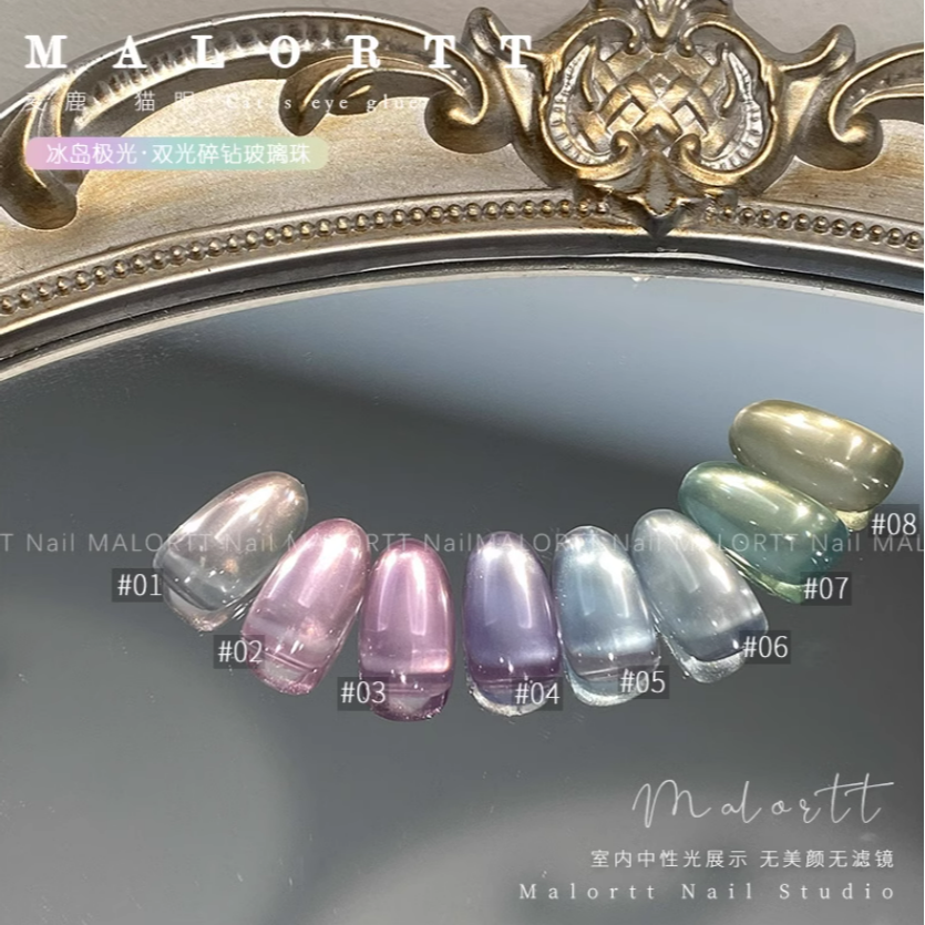 * 麥鹿 * 冰島極光系列 / 碎鑽玻璃珠貓眼甲油膠12ml / 雙光貓眼膠-細節圖7