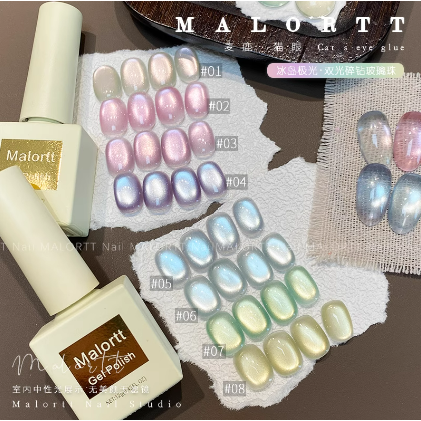 * 麥鹿 * 冰島極光系列 / 碎鑽玻璃珠貓眼甲油膠12ml / 雙光貓眼膠-細節圖8