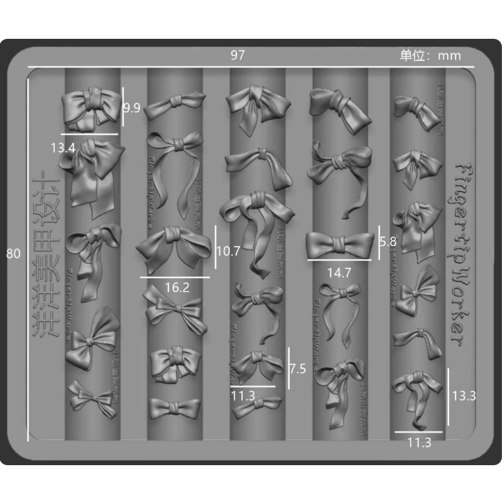 【FingertipWorker】 仙氣蝴蝶結飾品模具 .手雕原創矽膠模具-規格圖8