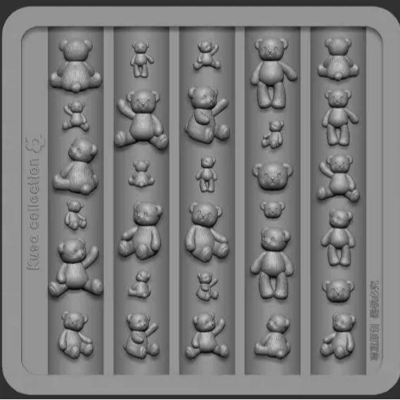 【Kusacollection】立體泰迪熊模具 .聖誕主題鋼板 .卡通可愛手雕原創矽膠模具-細節圖2