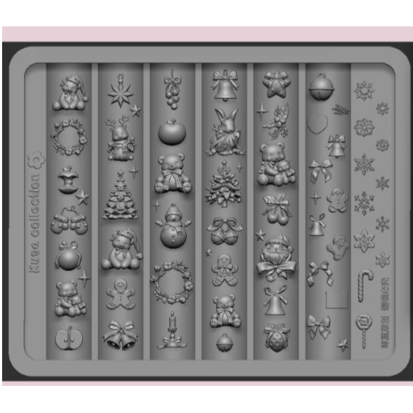 【Kusacollection】立體泰迪熊模具 .聖誕主題鋼板 .卡通可愛手雕原創矽膠模具-細節圖3