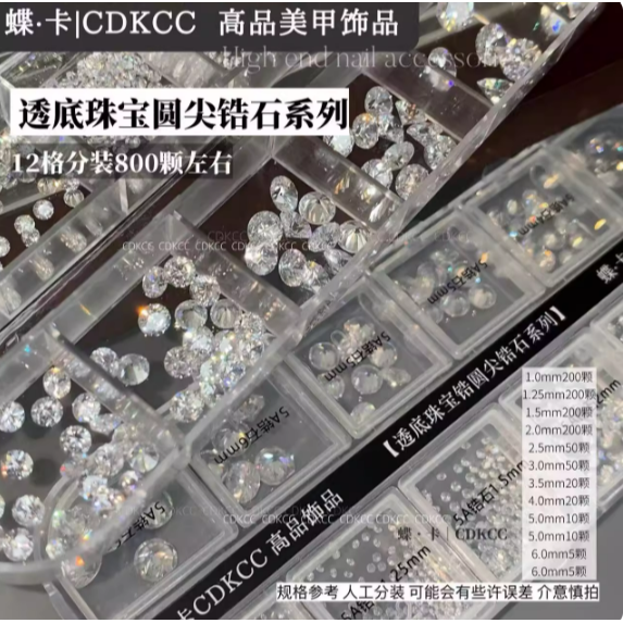 透底【珠寶圓尖鋯】分裝盒：800顆