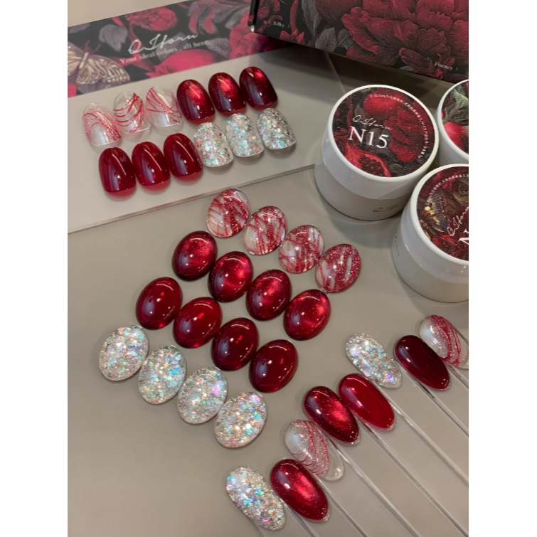 QJforu奇跡喵喵 -「石榴初雪」新年紅系列 .拉絲 .貓眼 .雲錦亮片套裝-細節圖2