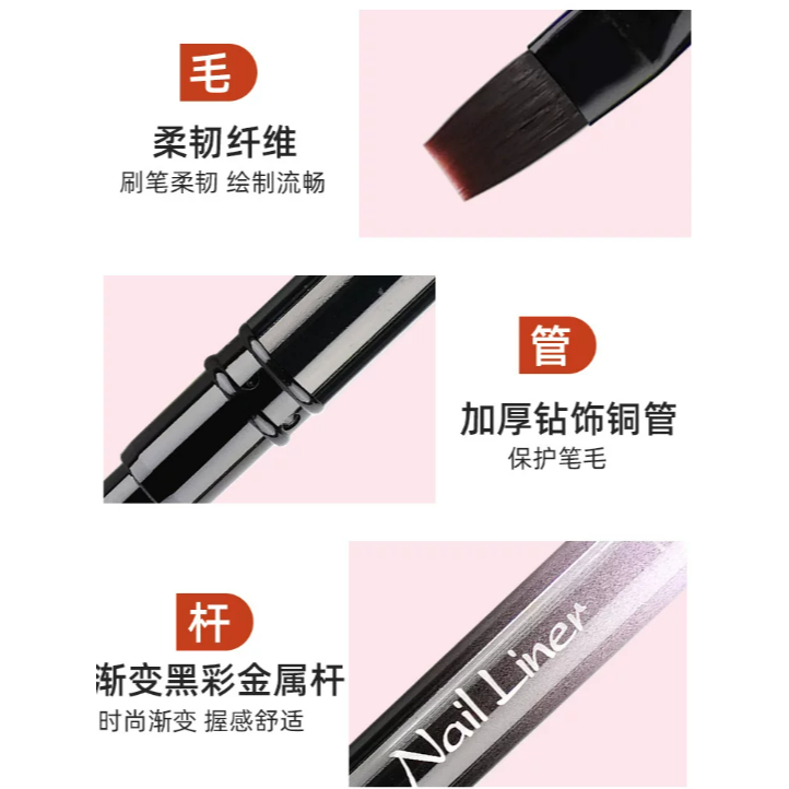 【豆蔻】 漸變金屬杆美甲筆刷套裝 .畫花彩繪拉線筆圓頭功能筆-細節圖4