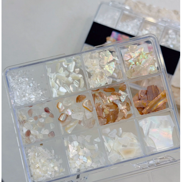 【花校長】天然貝殼飾品12格套盒 / 彩色鮑魚片飾品 /創意手作 DIY-規格圖3
